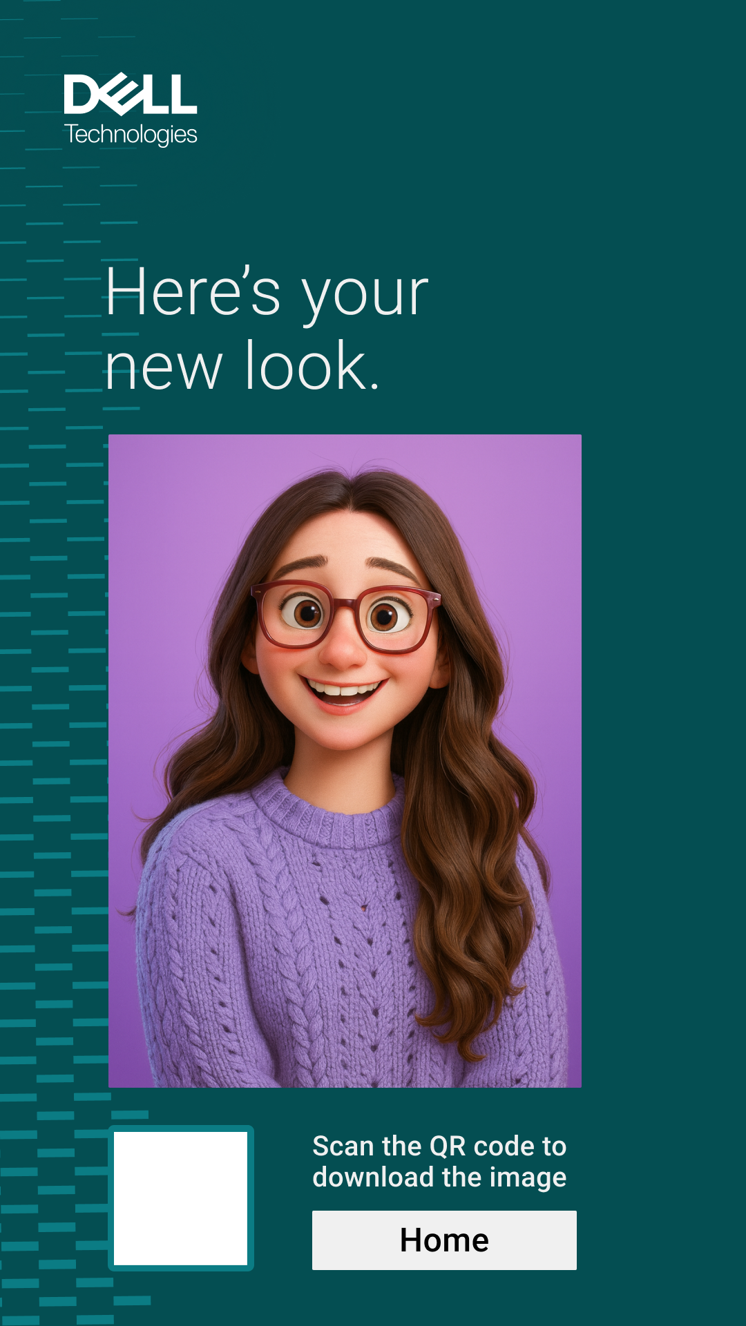 AI-transformed portrait with QR download